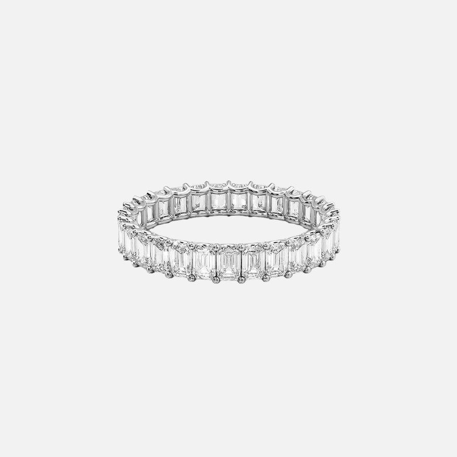  Emerald U Prong Eternity Ring 18k White Gold 3 0 001