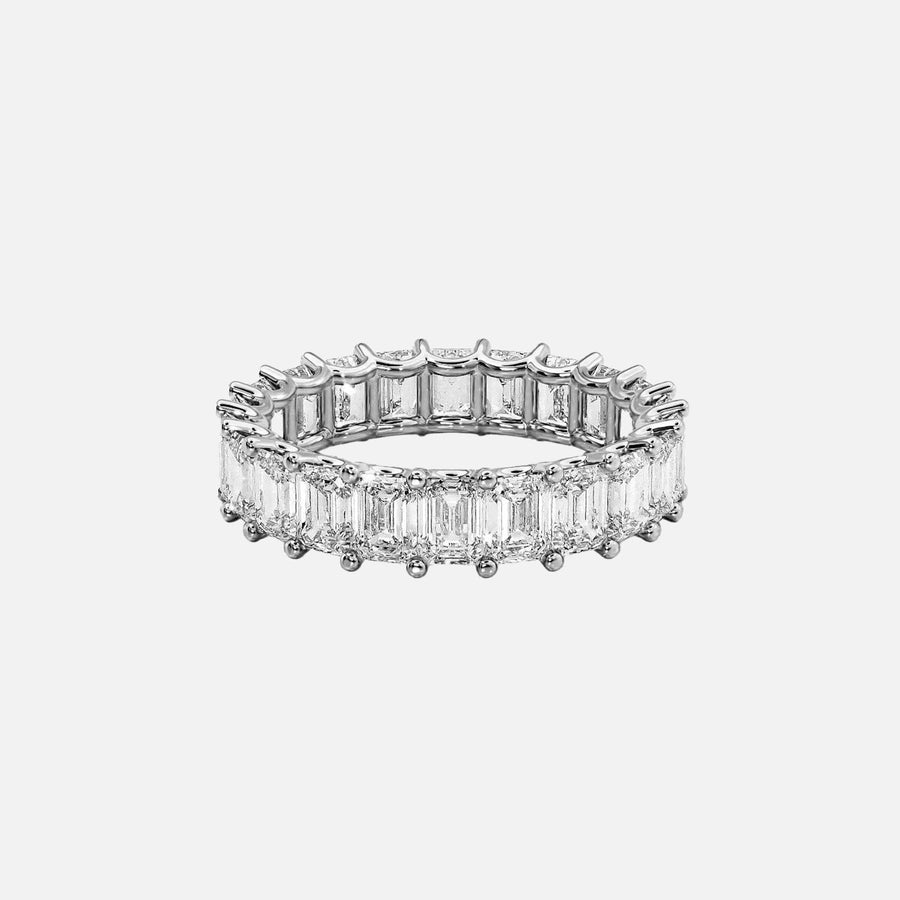  Emerald U Prong Eternity Ring 18k White Gold 5 5 001