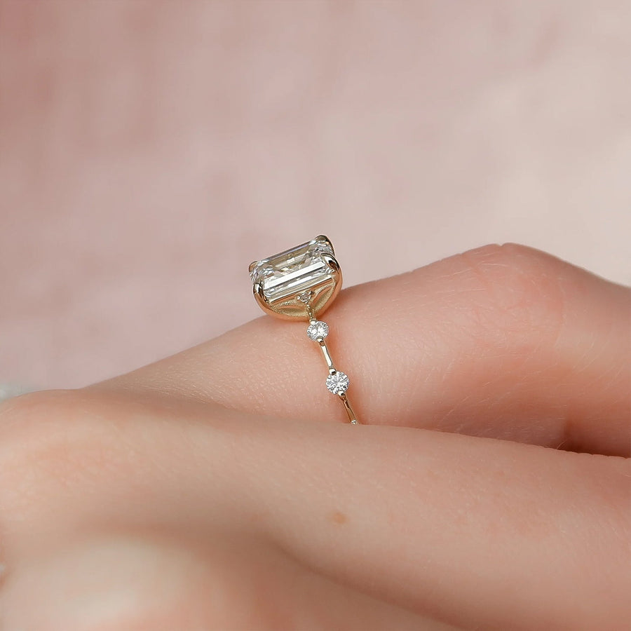 The Pave Freyja Emerald Moissanite Ring - KNT - Engagement Rings, Wedding Bands & Fine Jewelry