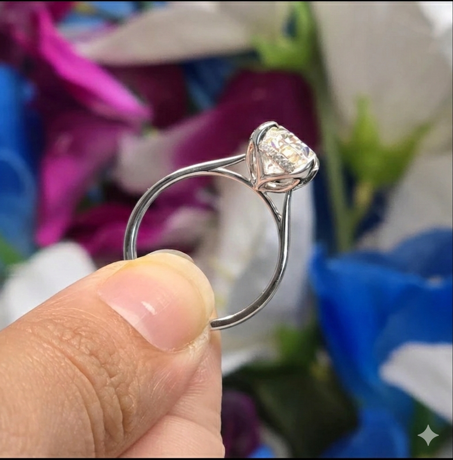 The Tulip Solitaire Oval Lab Diamond Ring