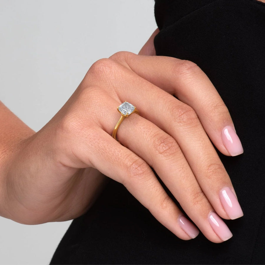 The Solitaire Glamour Cushion Moissanite Ring - KNT - Engagement Rings, Wedding Bands & Fine Jewelry