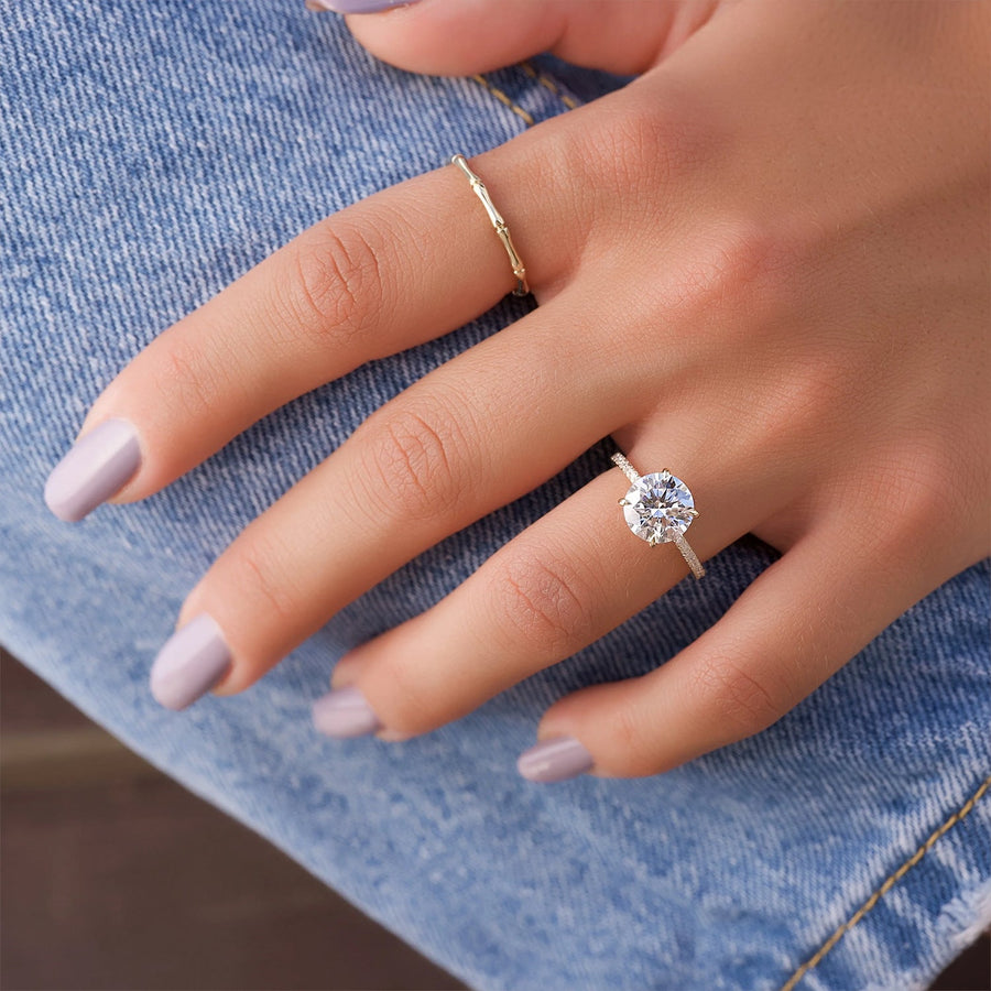 The Pave Gratia Round Moissanite Ring - KNT - Engagement Rings, Wedding Bands & Fine Jewelry