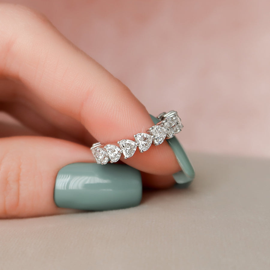  Heart Shared Prong Eternity Ring 14k White Gold 3 5 004