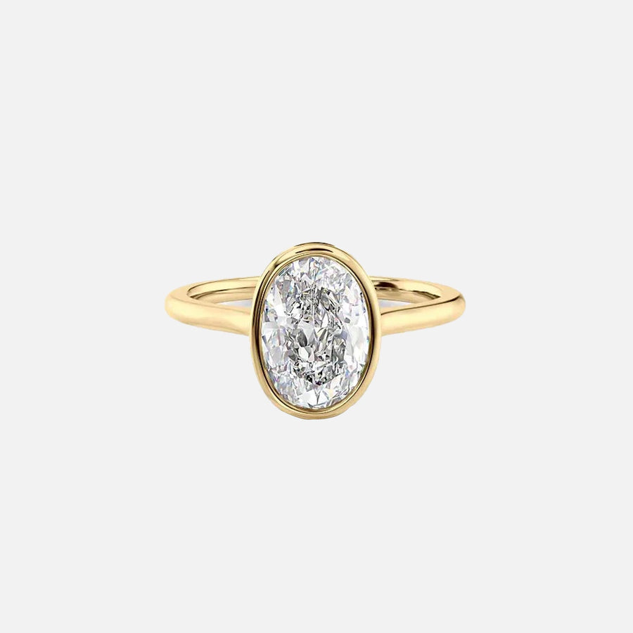 The Bezel Helena Oval Solitaire Moissanite Ring - KNT - Engagement Rings, Wedding Bands & Fine Jewelry