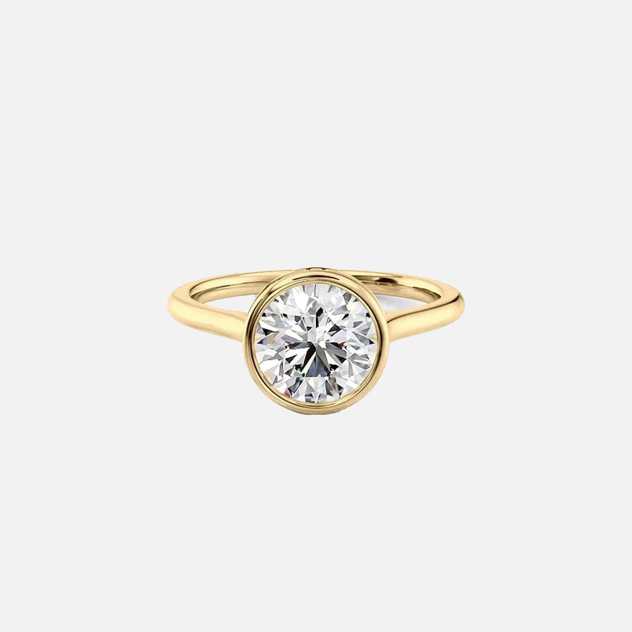 The Bezel Helena Round Solitaire Moissanite Ring - KNT - Engagement Rings, Wedding Bands & Fine Jewelry