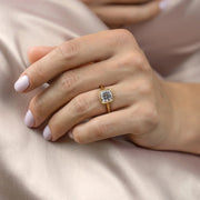 The Bezel Helena Cushion Solitaire Moissanite Ring - KNT - Engagement Rings, Wedding Bands & Fine Jewelry