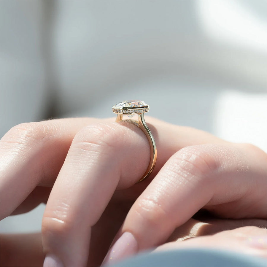 The Bezel Helena Oval Solitaire Moissanite Ring - KNT - Engagement Rings, Wedding Bands & Fine Jewelry