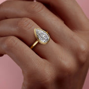 The Bezel Helena Pear Solitaire Moissanite Ring - KNT - Engagement Rings, Wedding Bands & Fine Jewelry