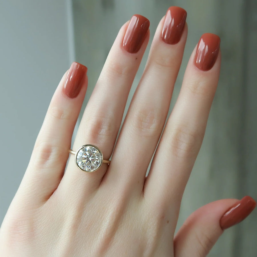 The Bezel Helena Round Solitaire Moissanite Ring - KNT - Engagement Rings, Wedding Bands & Fine Jewelry