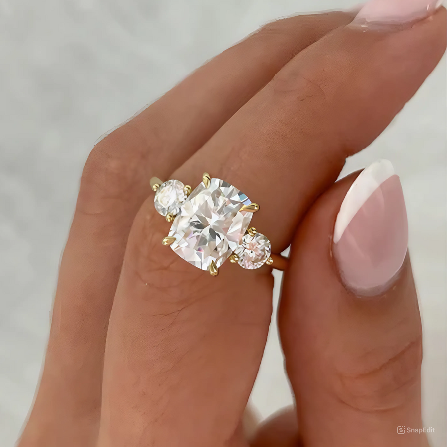 The Three Stone Julia Cushion Moissanite Ring - KNT - Engagement Rings, Wedding Bands & Fine Jewelry