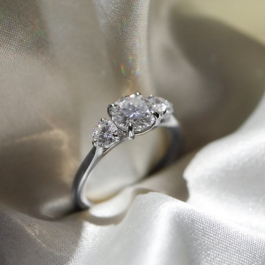 The Three Stone Julia Round Moissanite Ring - KNT - Engagement Rings, Wedding Bands & Fine Jewelry
