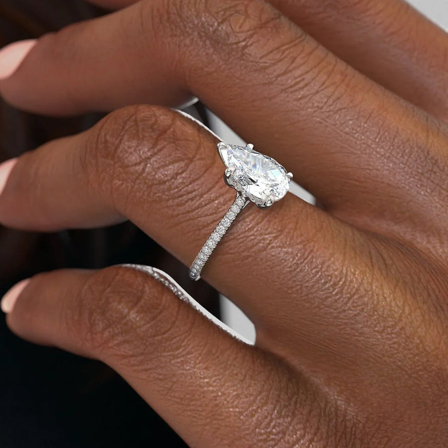 The Pave Lotus Pear Moissanite Ring - KNT - Engagement Rings, Wedding Bands & Fine Jewelry