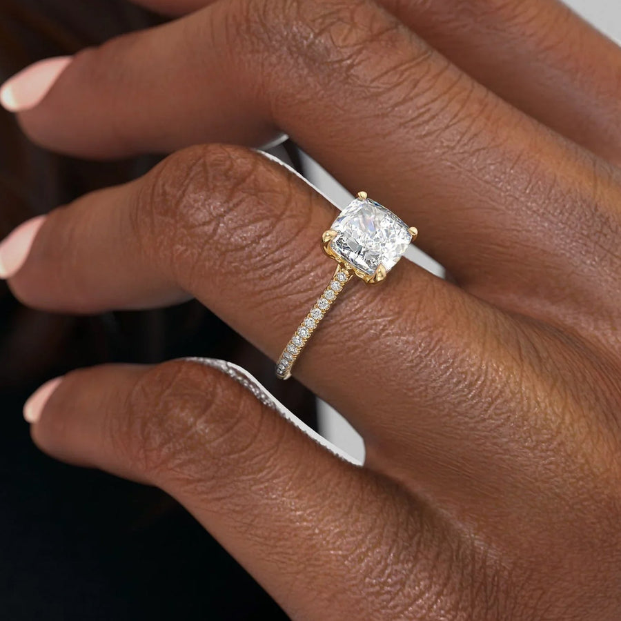 The Pave Lotus Cushion Moissanite Ring - KNT - Engagement Rings, Wedding Bands & Fine Jewelry