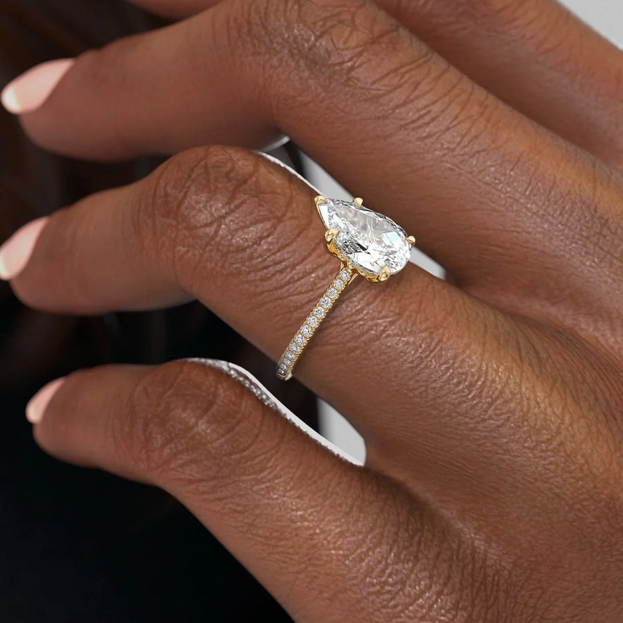 The Pave Lotus Pear Moissanite Ring - KNT - Engagement Rings, Wedding Bands & Fine Jewelry