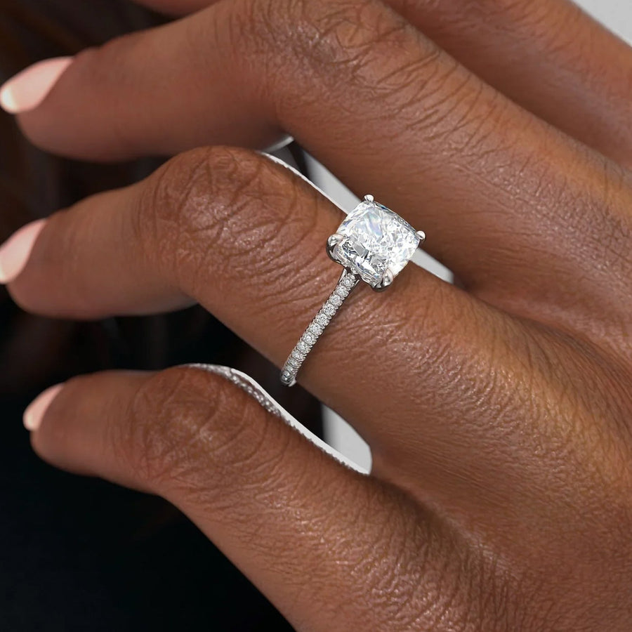 The Pave Lotus Cushion Moissanite Ring - KNT - Engagement Rings, Wedding Bands & Fine Jewelry