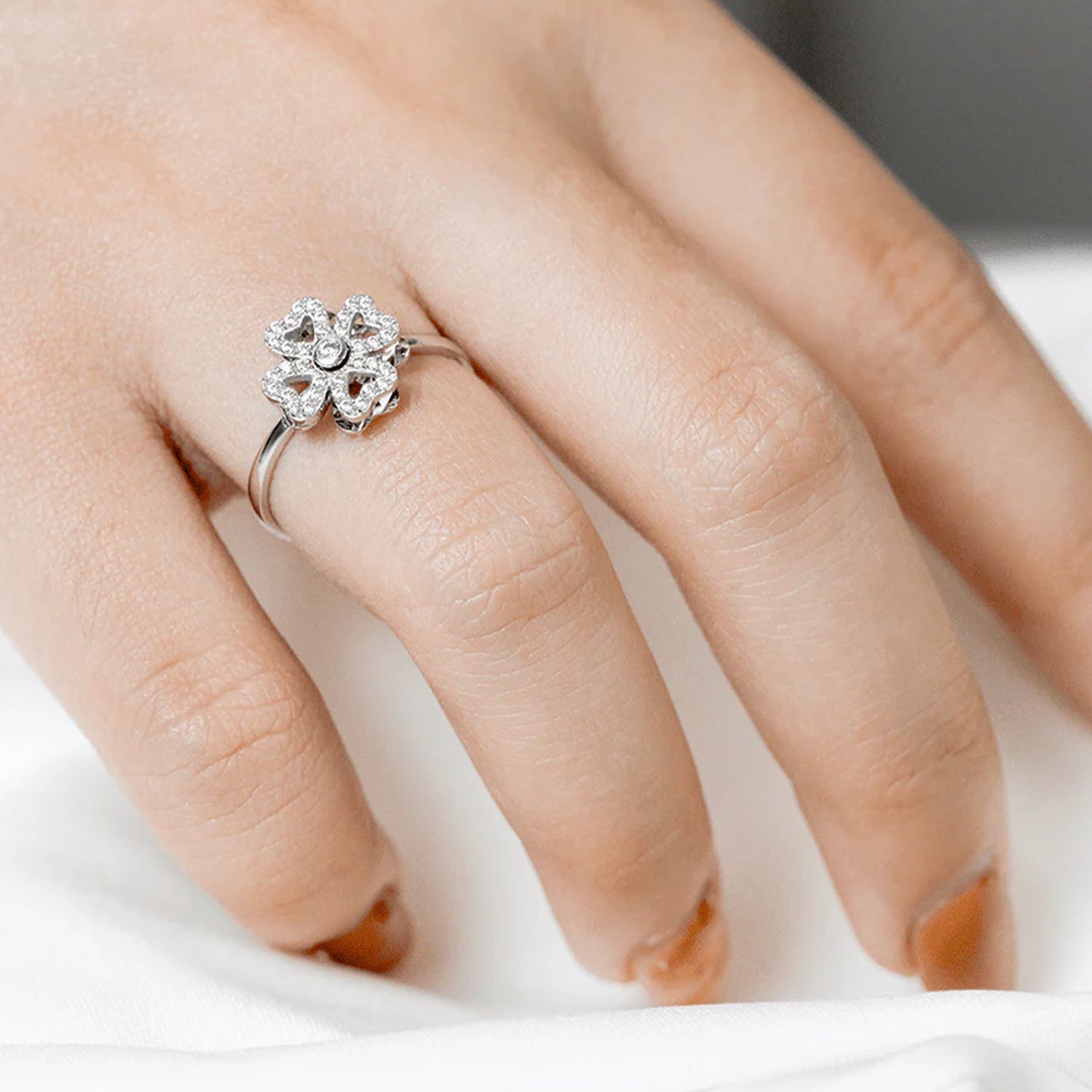 The Halo Lucky In Flower Round Moissanite Ring - KNT - Engagement Rings, Wedding Bands & Fine Jewelry