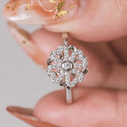 The Halo Lucky In Flower Round Moissanite Ring - KNT - Engagement Rings, Wedding Bands & Fine Jewelry