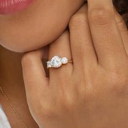 The Three Stone Luna Round Moissanite Ring - KNT - Engagement Rings, Wedding Bands & Fine Jewelry