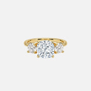 The Three Stone Luna Cushion Moissanite Ring - KNT - Engagement Rings, Wedding Bands & Fine Jewelry