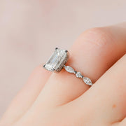 The Hidden Halo Marianne Emerald Pave Moissanite Ring - KNT - Engagement Rings, Wedding Bands & Fine Jewelry