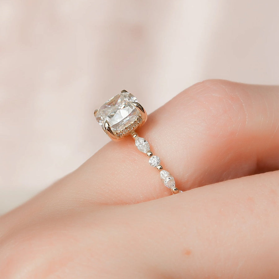 The Hidden Halo Marianne Cushion Pave Moissanite Ring - KNT - Engagement Rings, Wedding Bands & Fine Jewelry