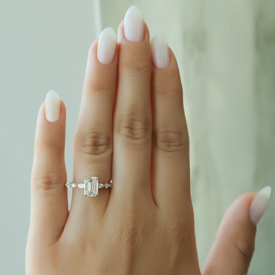 The Hidden Halo Marianne Emerald Pave Moissanite Ring - KNT - Engagement Rings, Wedding Bands & Fine Jewelry