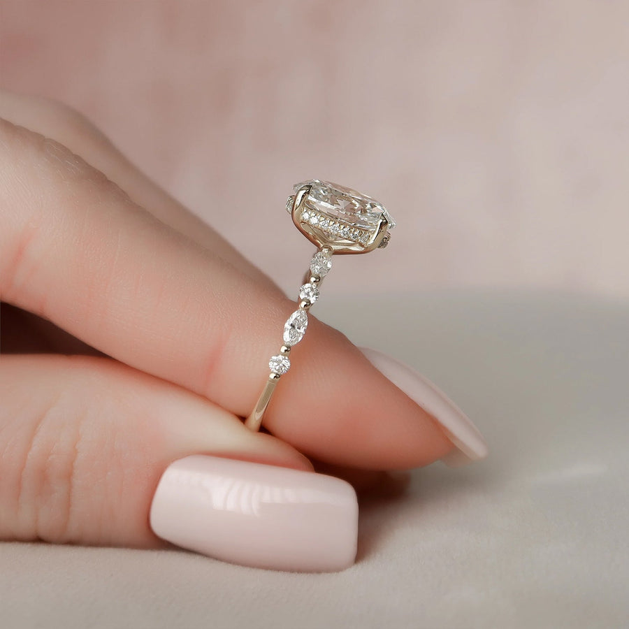 The Hidden Halo Marianne Oval Pave Moissanite Ring - KNT - Engagement Rings, Wedding Bands & Fine Jewelry
