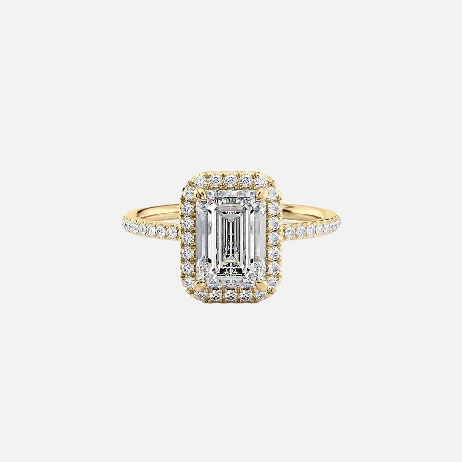 The Halo Michelle Emerald Pave Moissanite Ring - KNT - Engagement Rings, Wedding Bands & Fine Jewelry