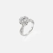 The Halo Miracle Round Side Stone Moissanite Ring - KNT - Engagement Rings, Wedding Bands & Fine Jewelry