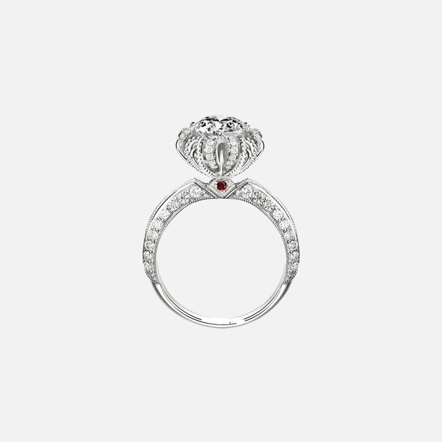 The Halo Miracle Round Side Stone Moissanite Ring - KNT - Engagement Rings, Wedding Bands & Fine Jewelry