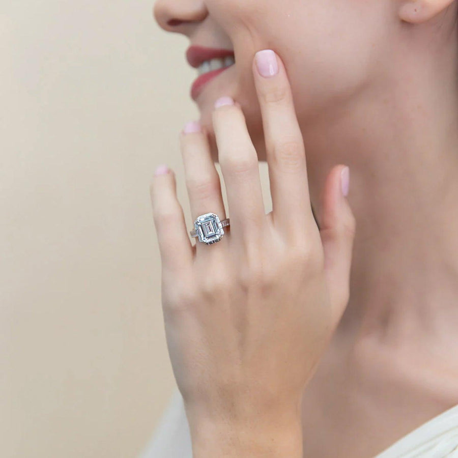 The Halo Nouveau Emerald Pave Moissanite Ring - KNT - Engagement Rings, Wedding Bands & Fine Jewelry