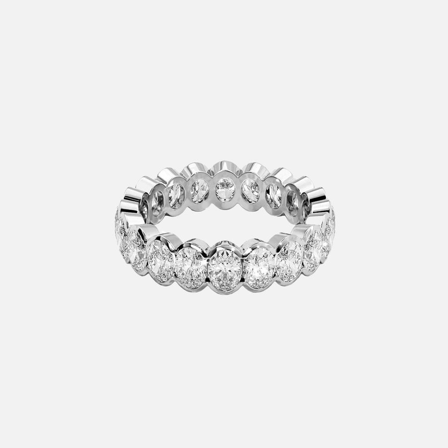  Oval Half Bezel Eternity Ring 14k White Gold 3 0 001