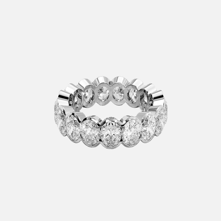  Oval Half Bezel Eternity Ring 14k White Gold 5 5 001
