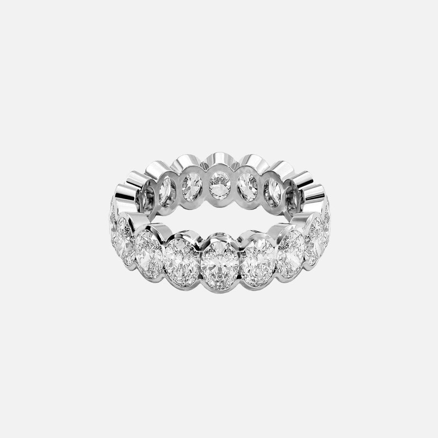  Oval Half Bezel Eternity Ring 18k White Gold 4 5 001