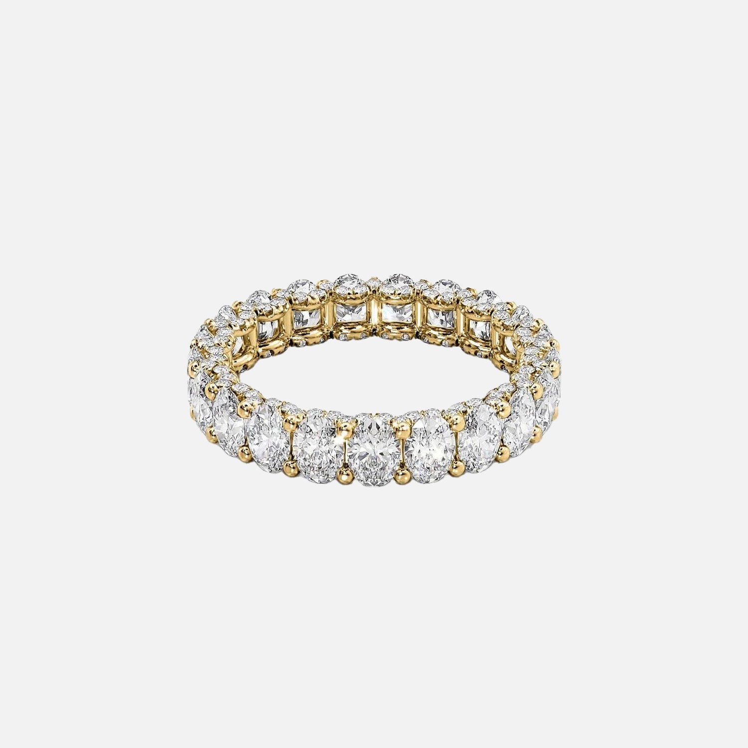 Oval U Pave Prong Eternity Ring 14k Yellow Gold 3 3 001