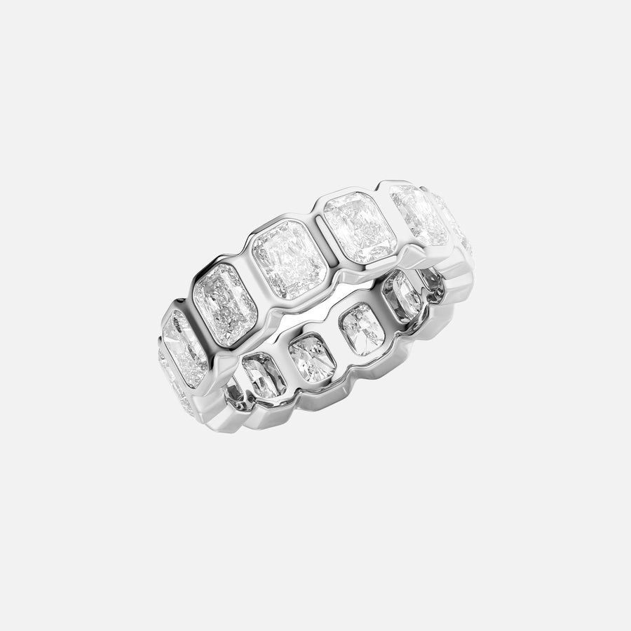  Radiant Bezel Eternity Ring 18k White Gold 5 0 002