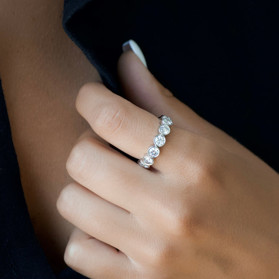  Round Bezel Eternity Ring 18k White Gold 3 5 003