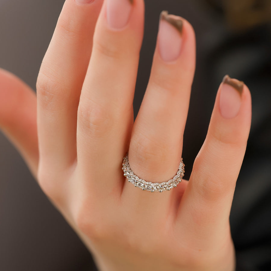  Round U Pave Prong Eternity Ring 14k White Gold 2 3 003