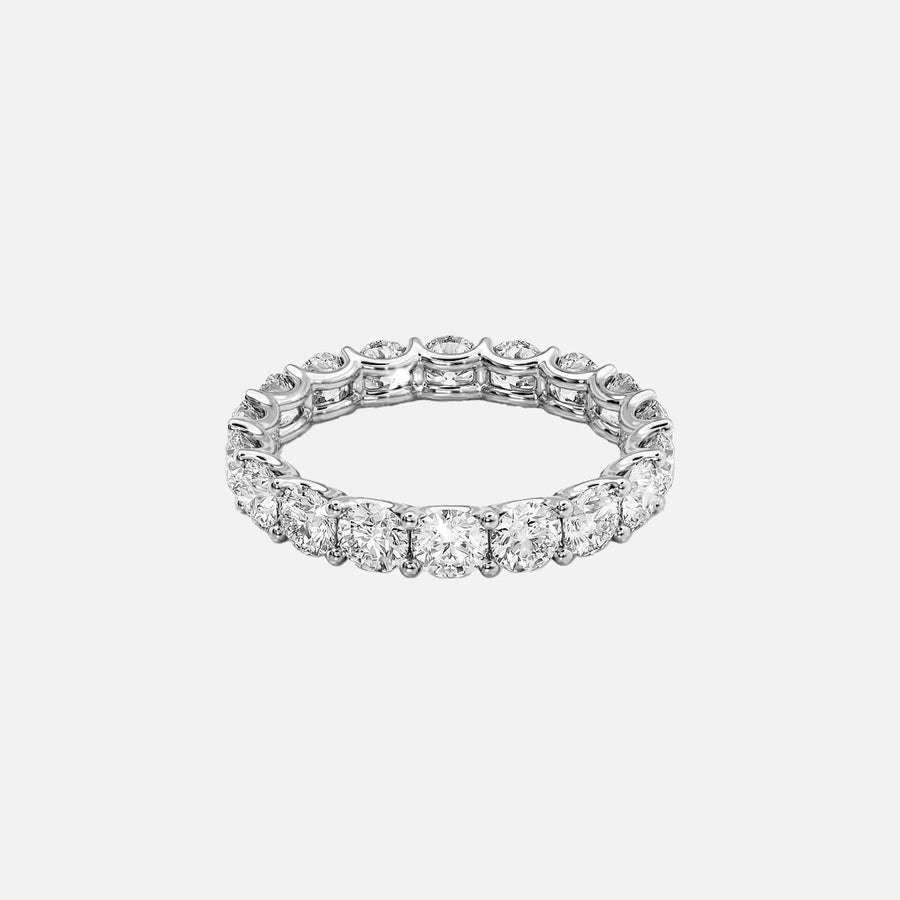  Round U Prong Eternity Ring 18k White Gold 3 5 001