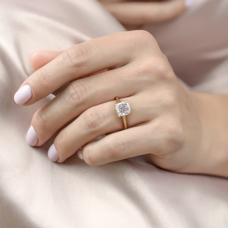 The Hidden Halo Sofia Cushion Solitaire Moissanite Ring - KNT - Engagement Rings, Wedding Bands & Fine Jewelry