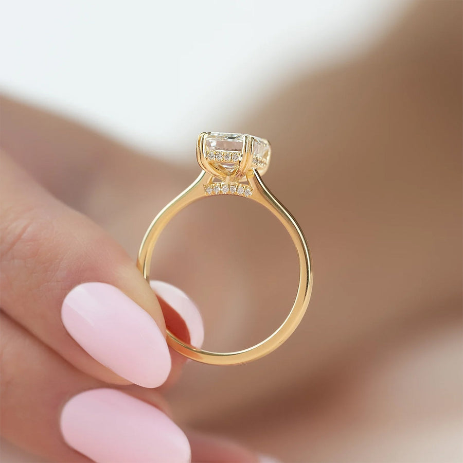 The Hidden Halo Sofia Emerald Solitaire Moissanite Ring - KNT - Engagement Rings, Wedding Bands & Fine Jewelry