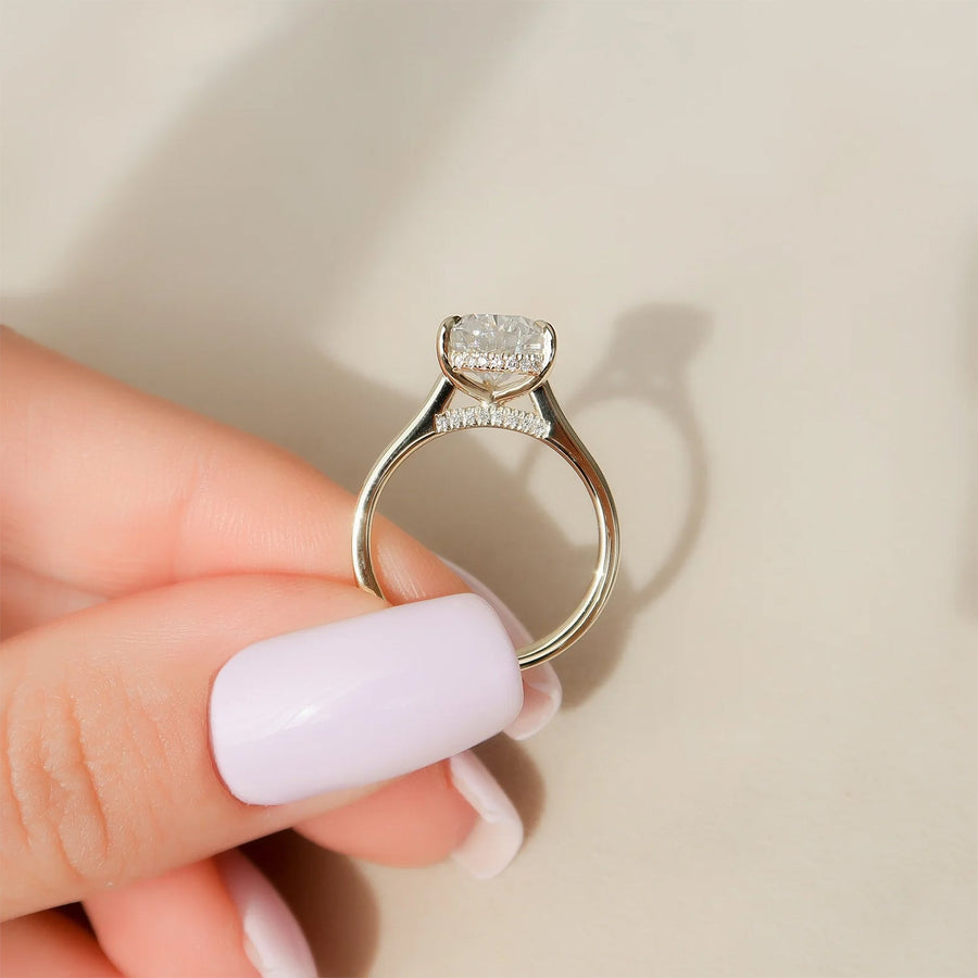 The Hidden Halo Sofia Pear Solitaire Moissanite Ring - KNT - Engagement Rings, Wedding Bands & Fine Jewelry