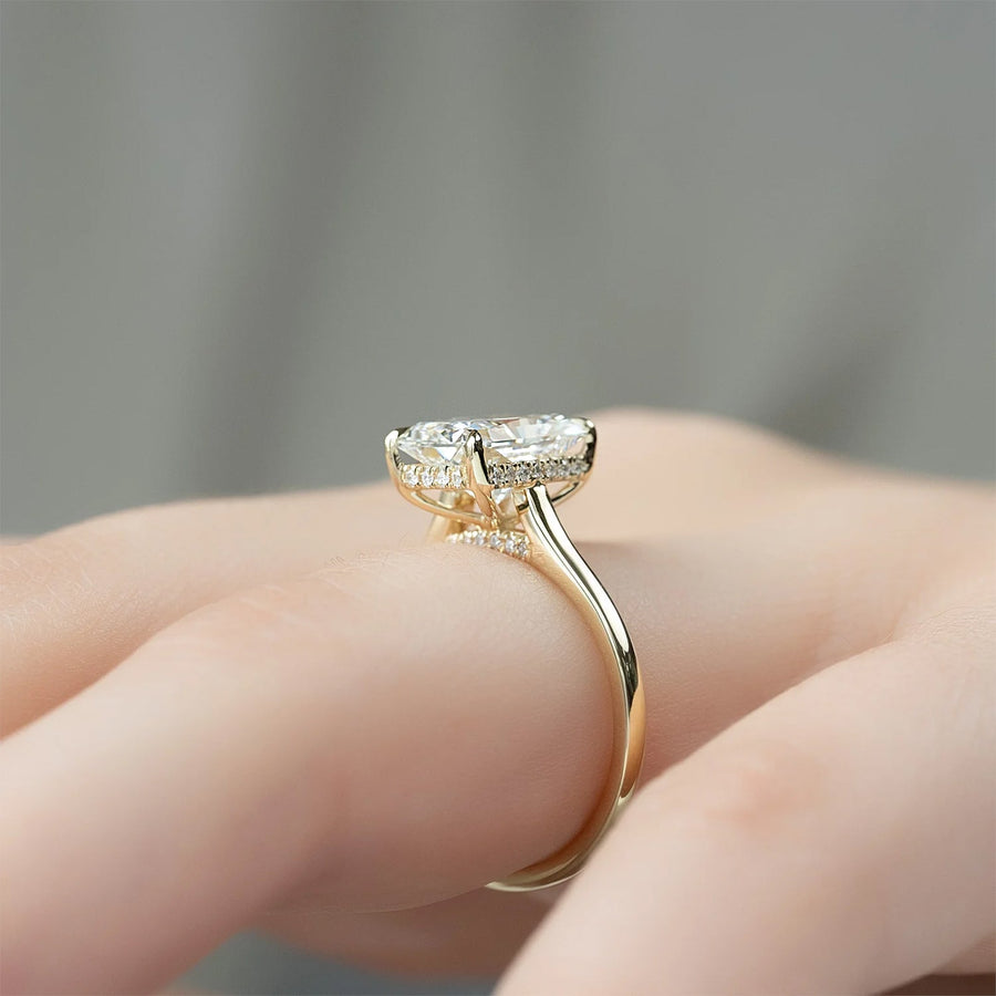 The Hidden Halo Sofia Radiant Solitaire Moissanite Ring - KNT - Engagement Rings, Wedding Bands & Fine Jewelry