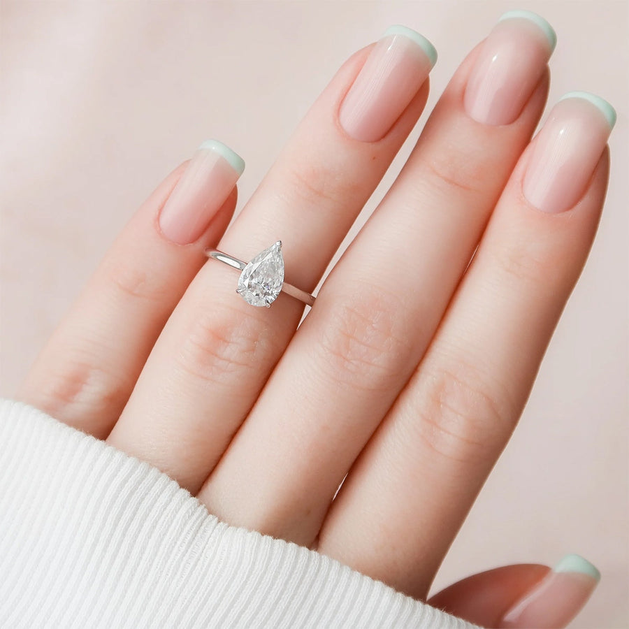 The Hidden Halo Sofia Pear Solitaire Moissanite Ring - KNT - Engagement Rings, Wedding Bands & Fine Jewelry