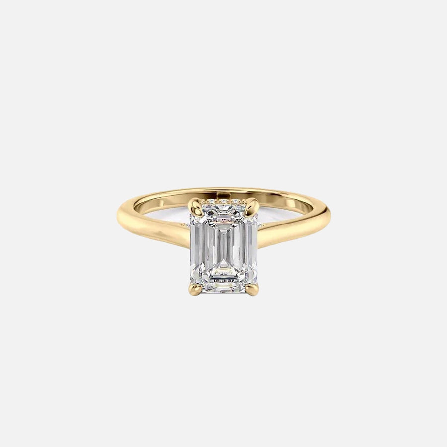 The Hidden Halo Sofia Emerald Solitaire Moissanite Ring - KNT - Engagement Rings, Wedding Bands & Fine Jewelry
