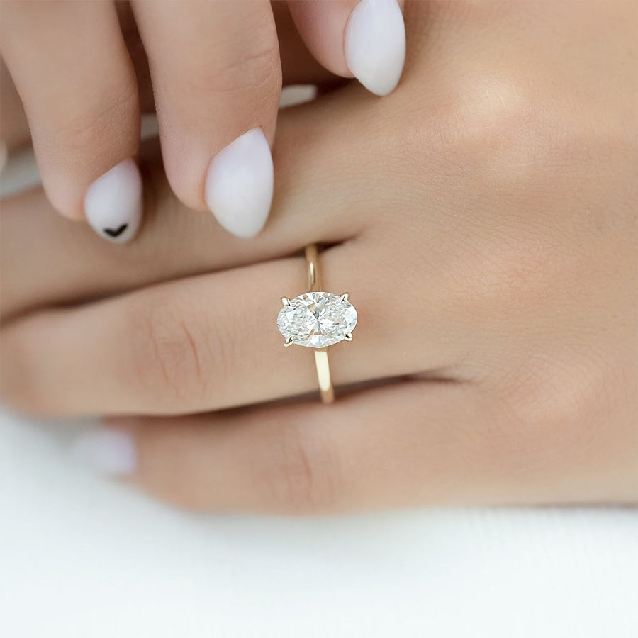 The Hidden Halo Sofia Oval Solitaire Moissanite Ring - KNT - Engagement Rings, Wedding Bands & Fine Jewelry
