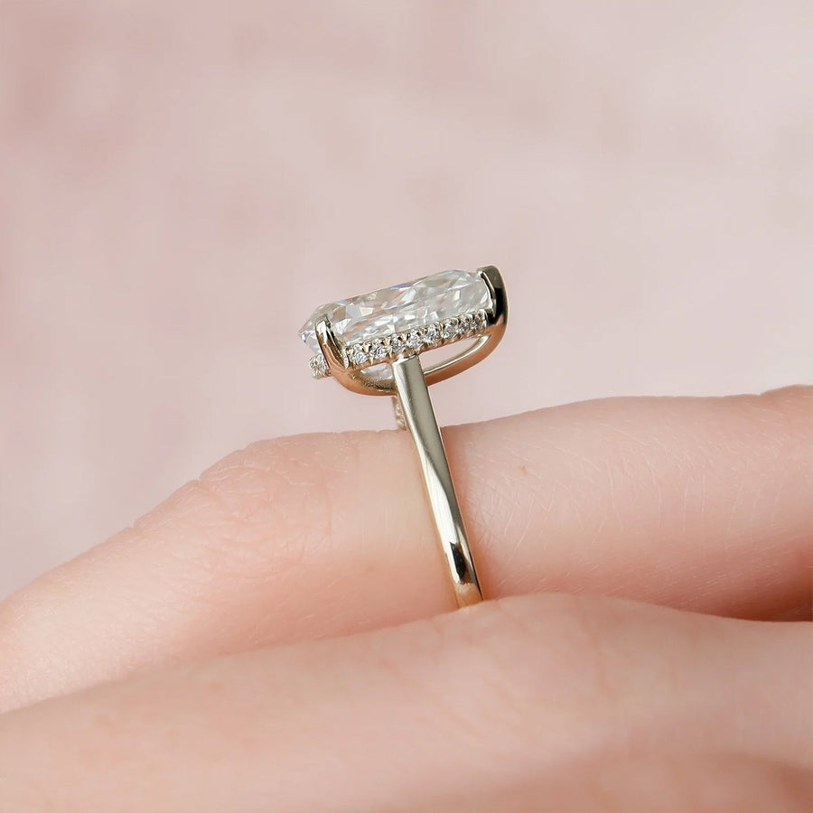 The Hidden Halo Sofia Pear Solitaire Moissanite Ring - KNT - Engagement Rings, Wedding Bands & Fine Jewelry
