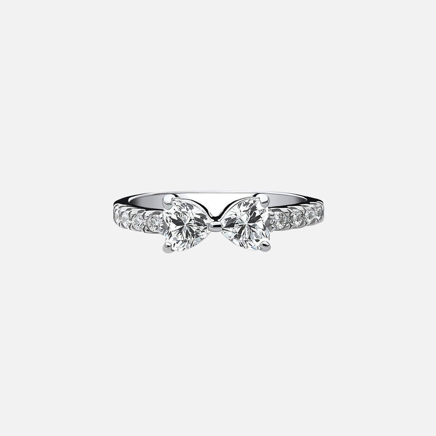 The Pave Sparkle Bow Heart Moissanite Ring - KNT - Engagement Rings, Wedding Bands & Fine Jewelry