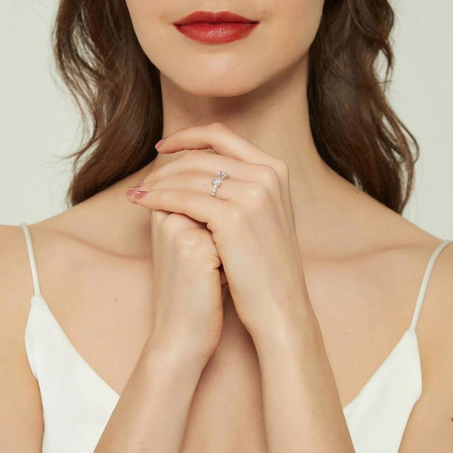 The Pave Sparkle Bow Heart Moissanite Ring - KNT - Engagement Rings, Wedding Bands & Fine Jewelry