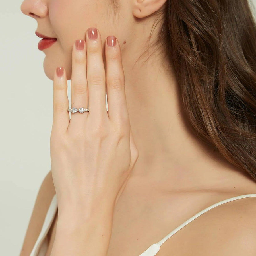 The Pave Sparkle Bow Heart Moissanite Ring - KNT - Engagement Rings, Wedding Bands & Fine Jewelry
